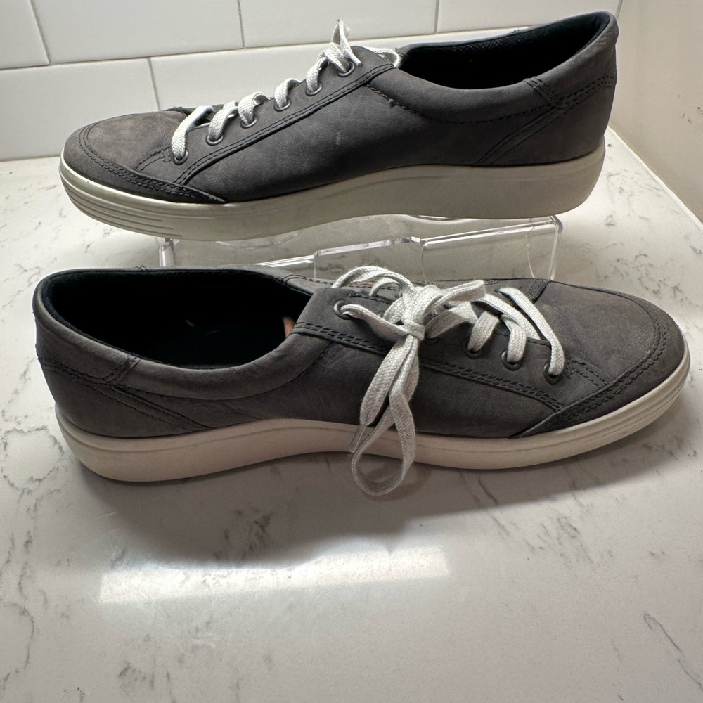 ECCO - Soft 7 sneaker, gray soft rich leather with all day comfort - Picture 6 of 11